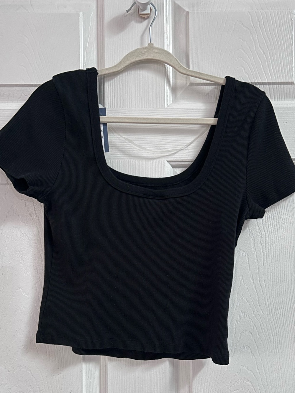 Universal Thred Black Ribbed Scoop Neck Crop Top